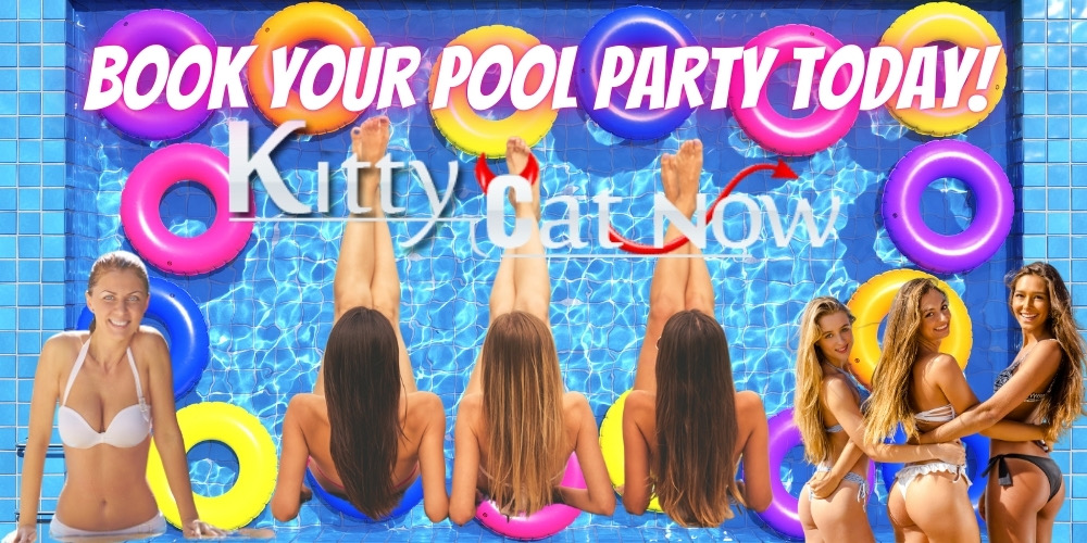 Book your pool party today -Kitty Cat Now Austin